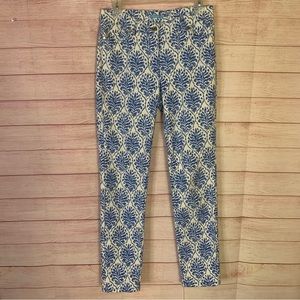 J. McLaughlin Blue and White Print Skinny Pants Size 6‎